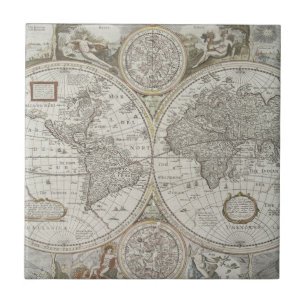 Azulejo Mapa del mundo el   1676
