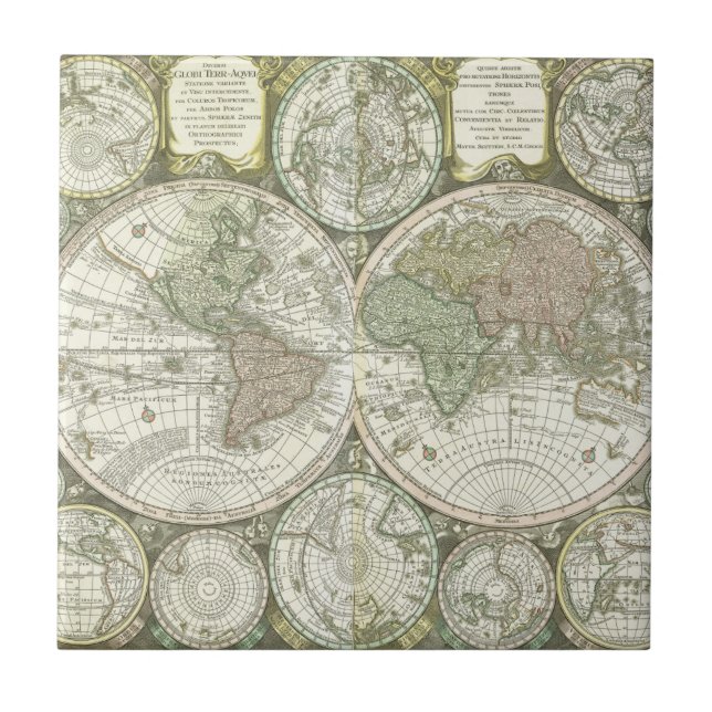 Azulejo Mapa del mundo el | 1744 (Frente)