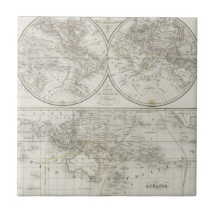 Azulejo Mapa del mundo en dos hemisferios