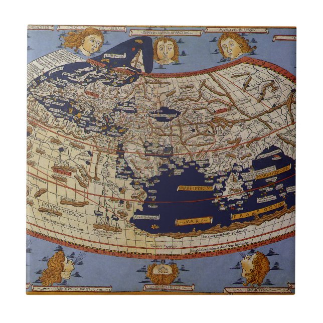 Azulejo Mapa del mundo ptolemaico antiguo, Johannes de Arn (Frente)