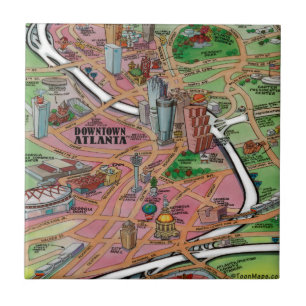 Azulejo Mapa del Personalizado del centro de Atlanta Georg