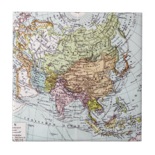 Azulejo Mapa del siglo XIX de Asia