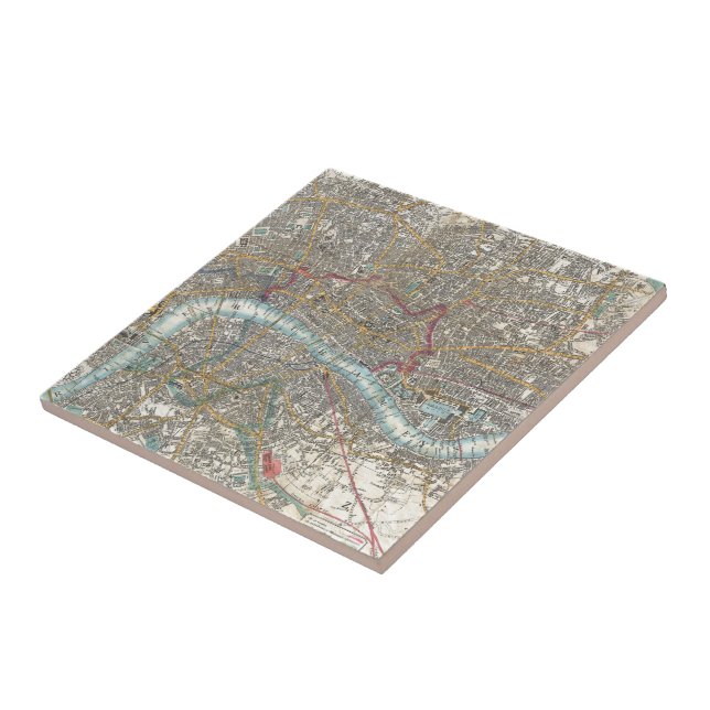 Azulejo Mapa del vintage de Londres (1848) (Lado)