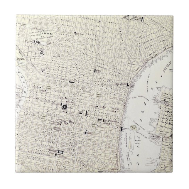 Azulejo Mapa del vintage de Philadelphia (1885) (Frente)