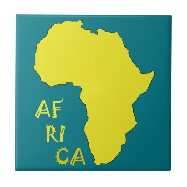 Azulejo Mapa divertido de África amarillo (Frente)