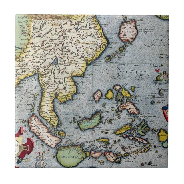 Azulejo Mapa el | la India del vintage a Nueva Guinea (Frente)