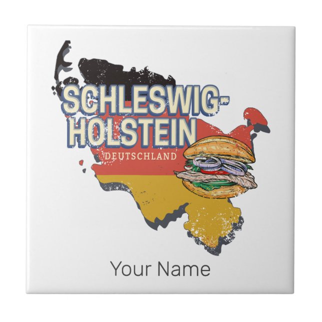 Azulejo Mapa federal de Alemania de Schleswig-Holstein (Frente)