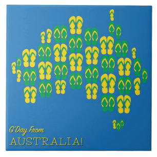 Azulejo Mapa hecho de thongs australianos