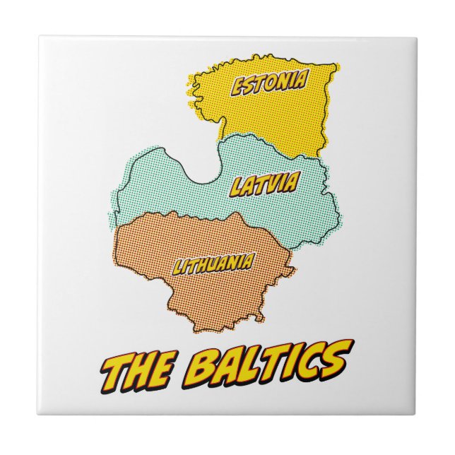 Azulejo Mapa ilustrado de los Estados Bálticos al estilo P (Frente)