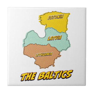 Azulejo Mapa ilustrado de los estados bálticos con estilo 