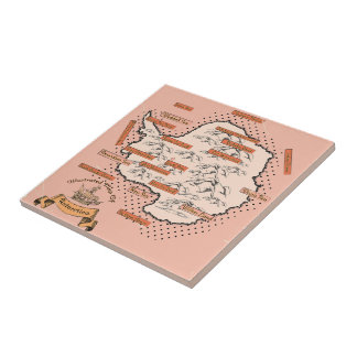 Azulejo Mapa ilustrado de viajes Antártida