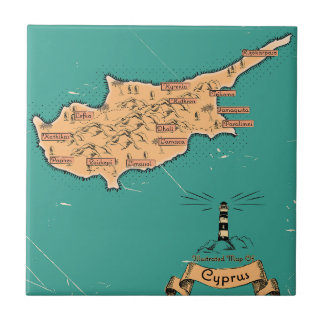 Azulejo Mapa ilustrado de viajes Chipre