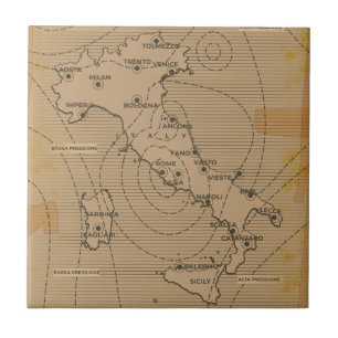 Azulejo Mapa meteorológico antiguo de Italia, Scilly y Cer