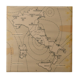Azulejo Mapa meteorológico antiguo de Italia, Scilly y Cer