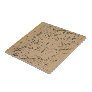 Azulejo Mapa meteorológico de época de Irlanda e Irlanda d