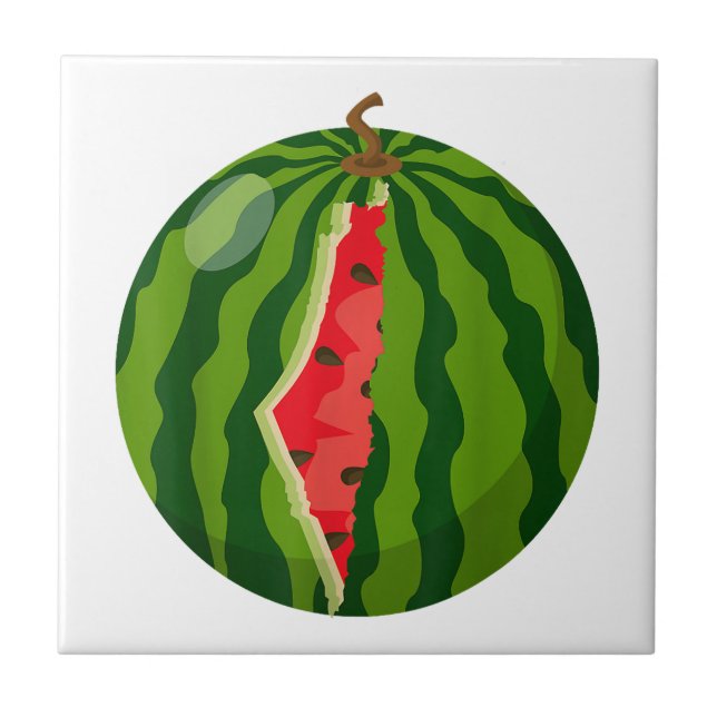 Azulejo Mapa palestino sandía caligrafía árabe (Frente)