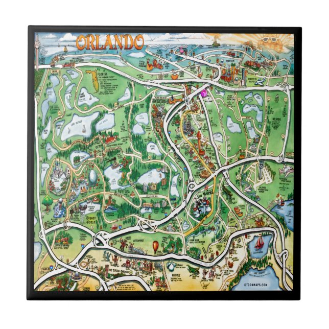 Azulejo Mapa Personalizado de Orlando Florida (Frente)