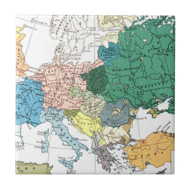 Azulejo Mapa racial de Europa (Frente)