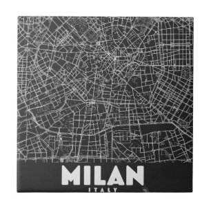 Azulejo Mapa Retro de Milán Italia