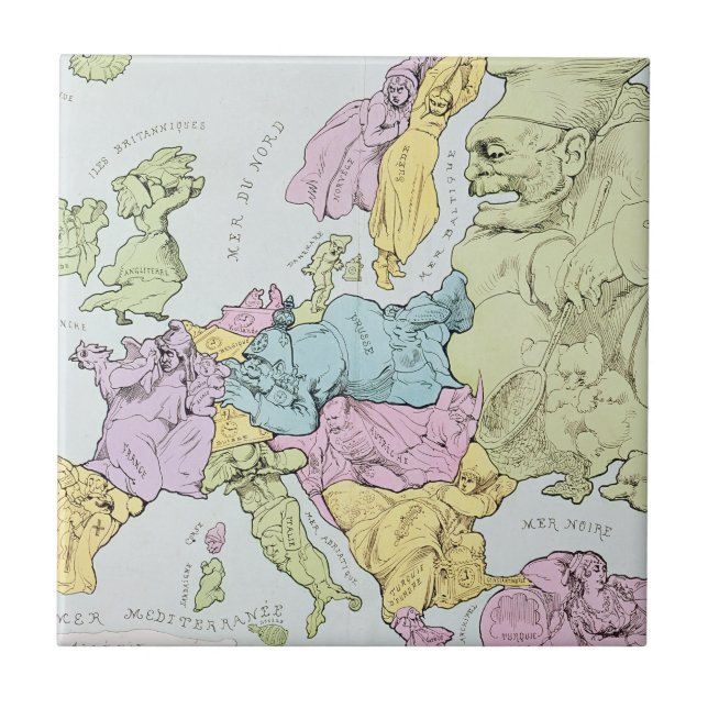 Azulejo Mapa satírico de Europa el | 1871 (Frente)