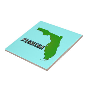 Azulejo Mapa y texto del estado de Florida