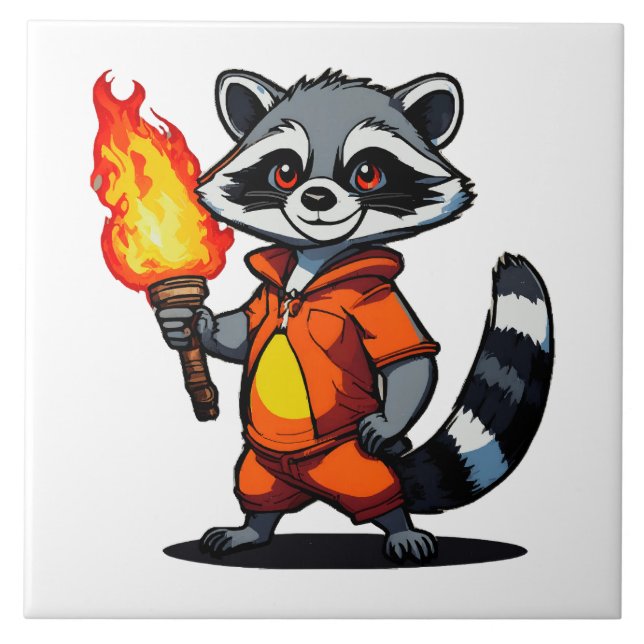 Azulejo Mapache con antorcha (Frente)