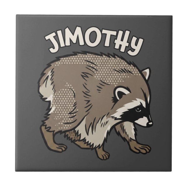 Azulejo Mapache de estilo cómico Jimothy Animal (Frente)