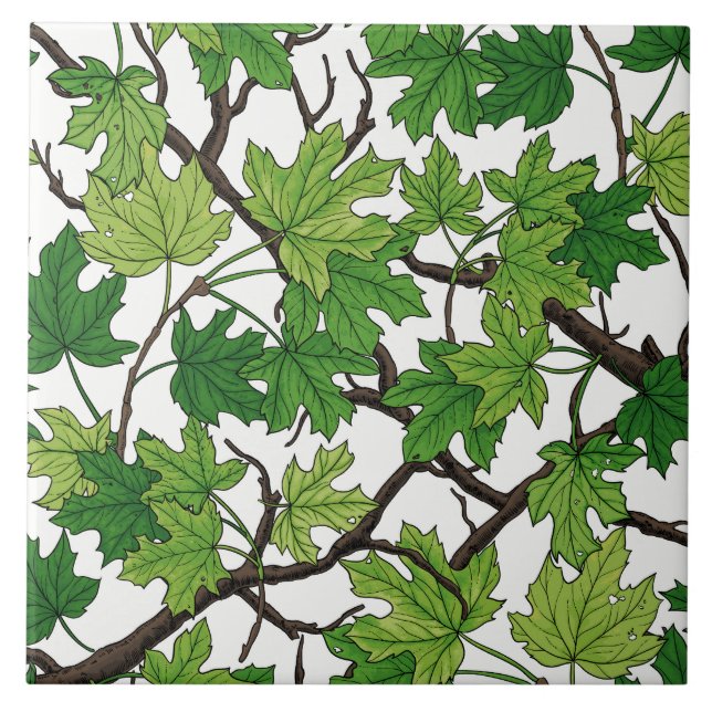 Azulejo Maple leaves on white (Frente)