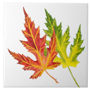Azulejo Maple plateado sobre una tela cerámica
