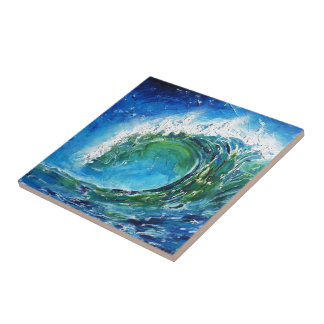 Azulejo Mar del océano de la onda de la pintura al óleo de