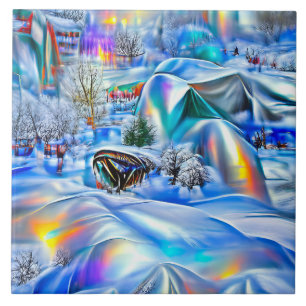 Azulejo Maravilla surrealista de invierno con luces irland