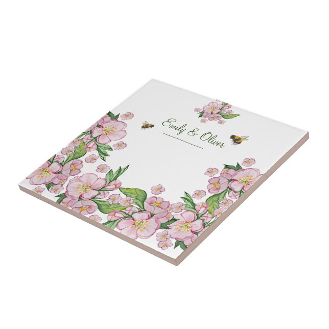 Azulejo Maravillosas acuarelas de manzanas y е (Lado)