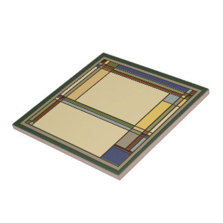 Azulejo Maravilloso Patrón Geométrico de Artes Verdes y Ar