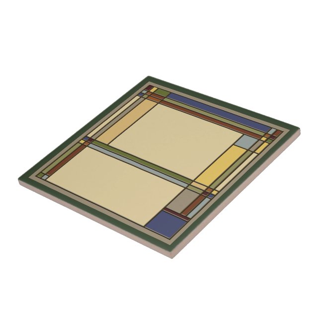 Azulejo Maravilloso Patrón Geométrico de Artes Verdes y Ar (Lado)