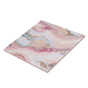 Azulejo Marble Agate popular colección de oro rosa azul