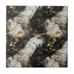 Azulejo Marble de lujo blanco, dorado y negro elegante