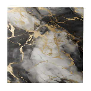 Azulejo Marble de lujo blanco, dorado y negro elegante