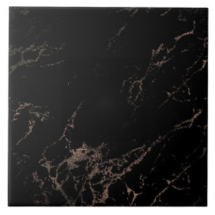 Azulejo Marble look Rosa Black Tile dorado