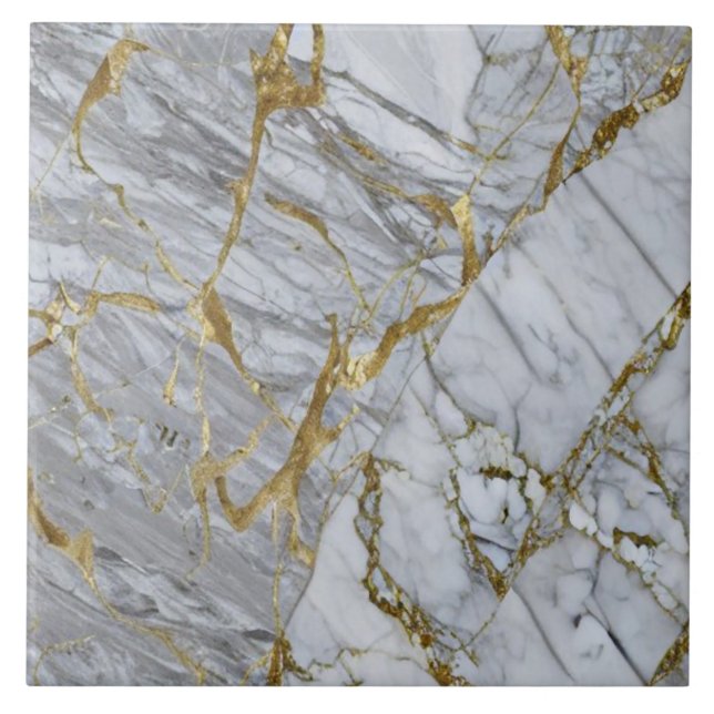 Azulejo Marble Look Tile con venas doradas (Frente)