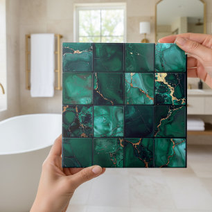 Azulejo Marble Mix 4x4 Cuadrados Esmeralda Verde ID1186c