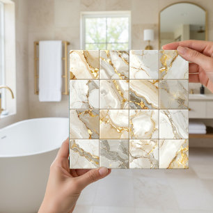 Azulejo Marble Mix 4x4 Cuadrados Marfil ID1186a
