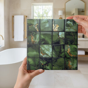 Azulejo Marble Mix 4x4 Cuadrados Verde Oliva ID1186b