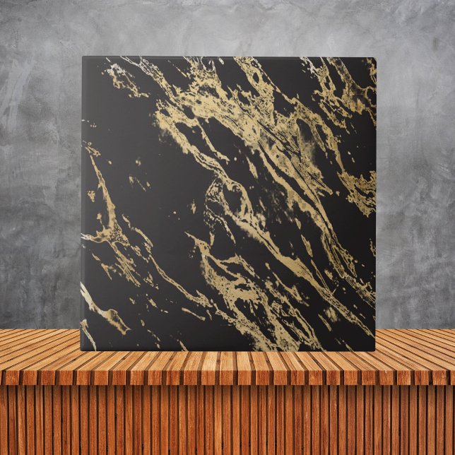 Azulejo Marble negro y oro elegante de lujo (Subido por el creador)