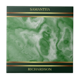 Azulejo Marble verde esmeralda y tiras de oro