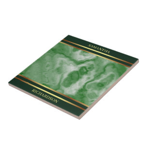 Azulejo Marble verde esmeralda y tiras de oro