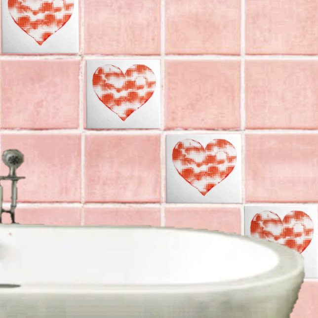 Azulejo Marbled Heart (These Marbled Heart Ceramic Tiles bring out the romance in your home decor!)