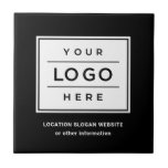 Azulejo Marca Square Personalizado Black Business Logo Com<br><div class="desc">El mosaico de marca Square personalizado incluye el diseño profesional del logotipo de su empresa y el texto personalizado para una ubicación, lema, sitio web u otra información. Simplemente agregue el logotipo de su empresa a la imagen de marcador de posición en blanco y negro y escriba su texto preferido....</div>