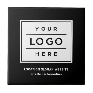 Azulejo Marca Square Personalizado Black Business Logo Com