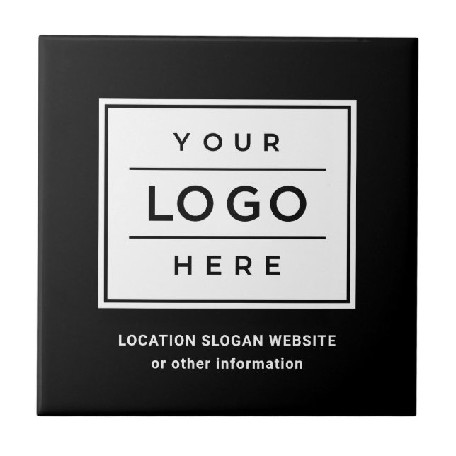 Azulejo Marca Square Personalizado Black Business Logo Com (Frente)