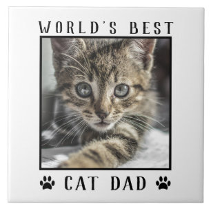 Azulejo Marco de foto de mascota con huellas de gato para 